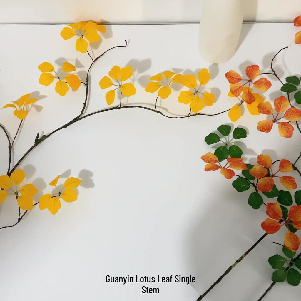 Zen Style Simulation Lotus Leaves & Rattan Indoor Decor - Fake Green Plants & Simple Photography Props