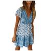 Women's Fashion Casual Summer V-Neck Sexy Bohemian Print Women's Dress