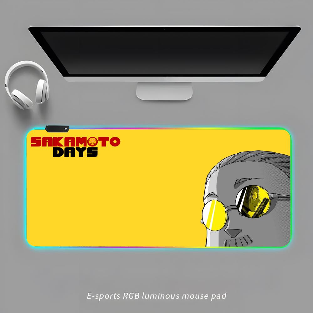 

Sakamoto Days Mouse Pad RGB Gaming Mouse Pad Desk Mat HD Gamer Large LED Light XXL MousePads RGB600x300x3mm