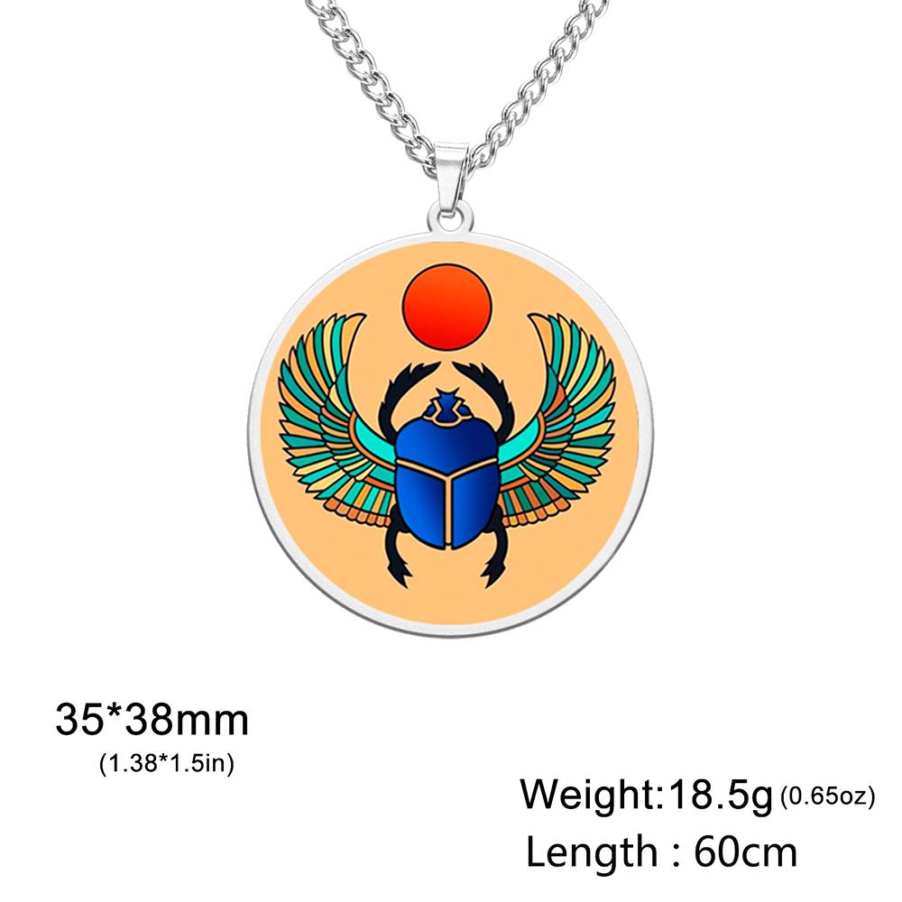 Dawapara Egyptian Scarab Beetle Pendant Necklace Ancient Egypt Jewelry Protection and Blessing Amulet Stainless Steel Necklace