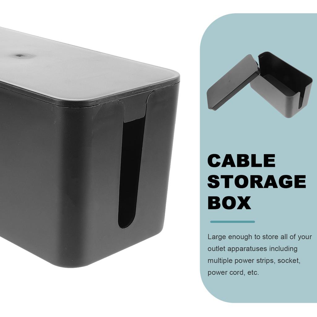 Steckdosenleiste Kabelaufbewahrungsbox Organizer Kunststoff Größe S Schwarz für Schreibtisch Arbeitszimmer Wohnzimmer USB-Hub Staubdichtes Kabelmanagement Strom