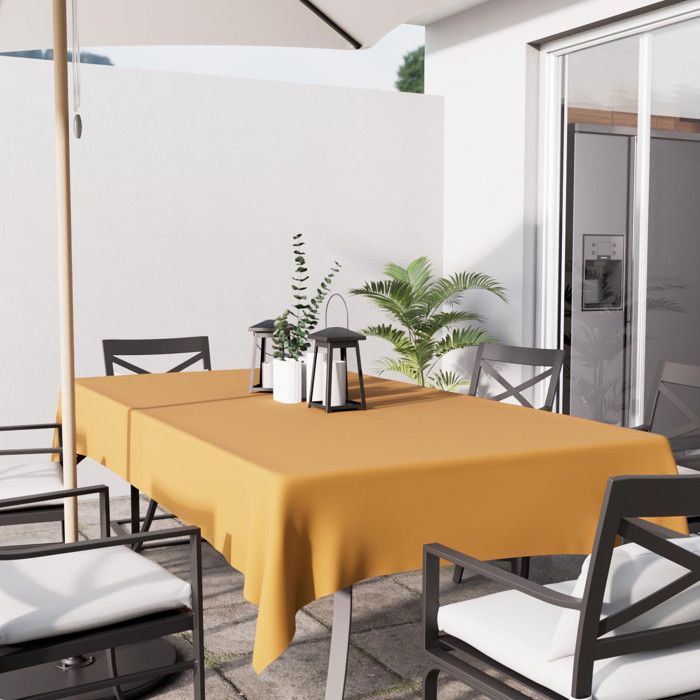 Stain-resistant Rectangular Tablecloth 160X270 Cm ALIX Ochre, by Soleil d'Ocre