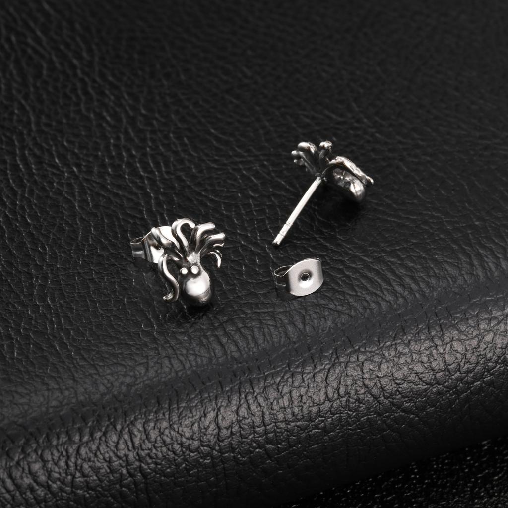 Vnox Stainless Steel Octopus Stud Earrings for Men Women, Animal Punk Hip Hop Earring for Party, Vintage Piercing Jewelry Gifts
