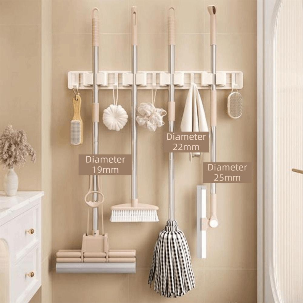 Removable Wall Mounted Mop Rack Space Aluminum Mop Broom Holder Suction Cup Mop Holder for Kitchen