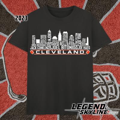 Cleveland Football Team 23 Palyer Roster, Cleveland City Skyline Shirt and Kids Tshirt