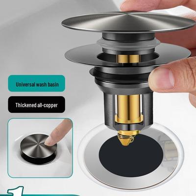 Universal Press-Type Pop-Up Washbasin Stopper Cover, Leak-Proof Core Drain for Countertop Basin