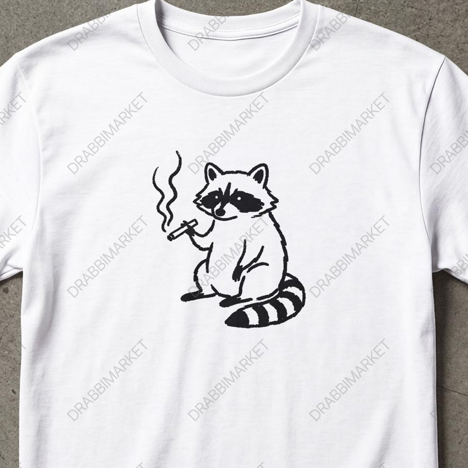 Cute Smoking Raccoon Shirt, Funny Meme Shirt, Funny Cute Racoon Meme Shirt Vintage, Racoon Shirt, Y2K Tee Gifts For Friend, Smoking Shirt M