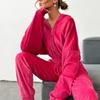 Collection of 2 Pieces Women Coat Pants Suit Hooded Zip-up Long Sleeve Short Top Elastic Hem And Waist Ankle-banded Pockets Trousers Winter D