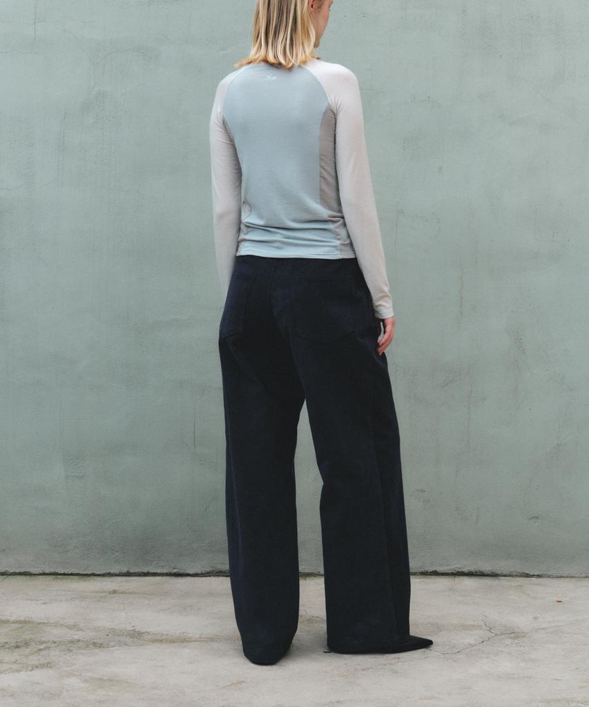 Aente Peach Cotton Wide Pants - Navy
