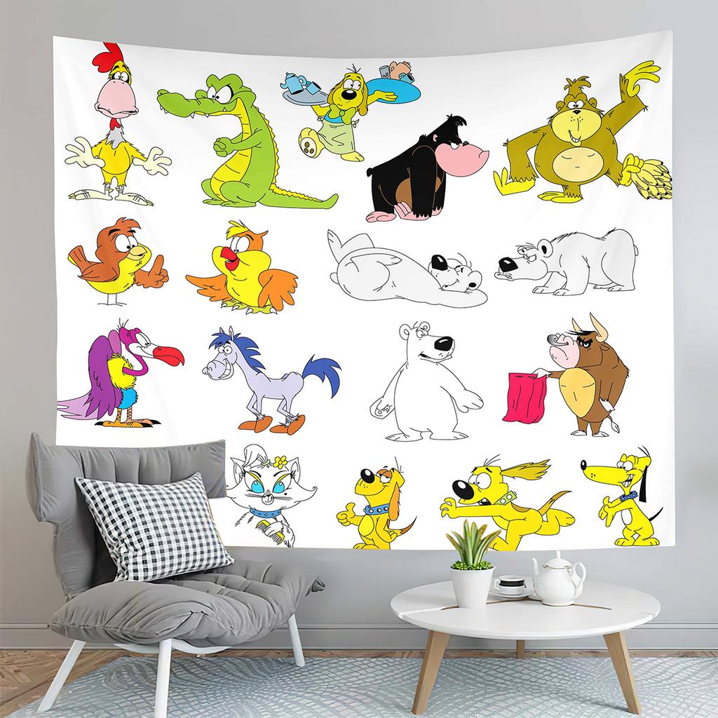 Cartoon Baby Animals Tapestry Cute Tiger Tapestry Creative Theme for Children Wall Hanging Living Room Bedroom Dorm Tapestries