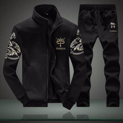 Men's 2023 Spring/Autumn Korean-Style Casual Sweatshirt Two-Piece Sports Suit