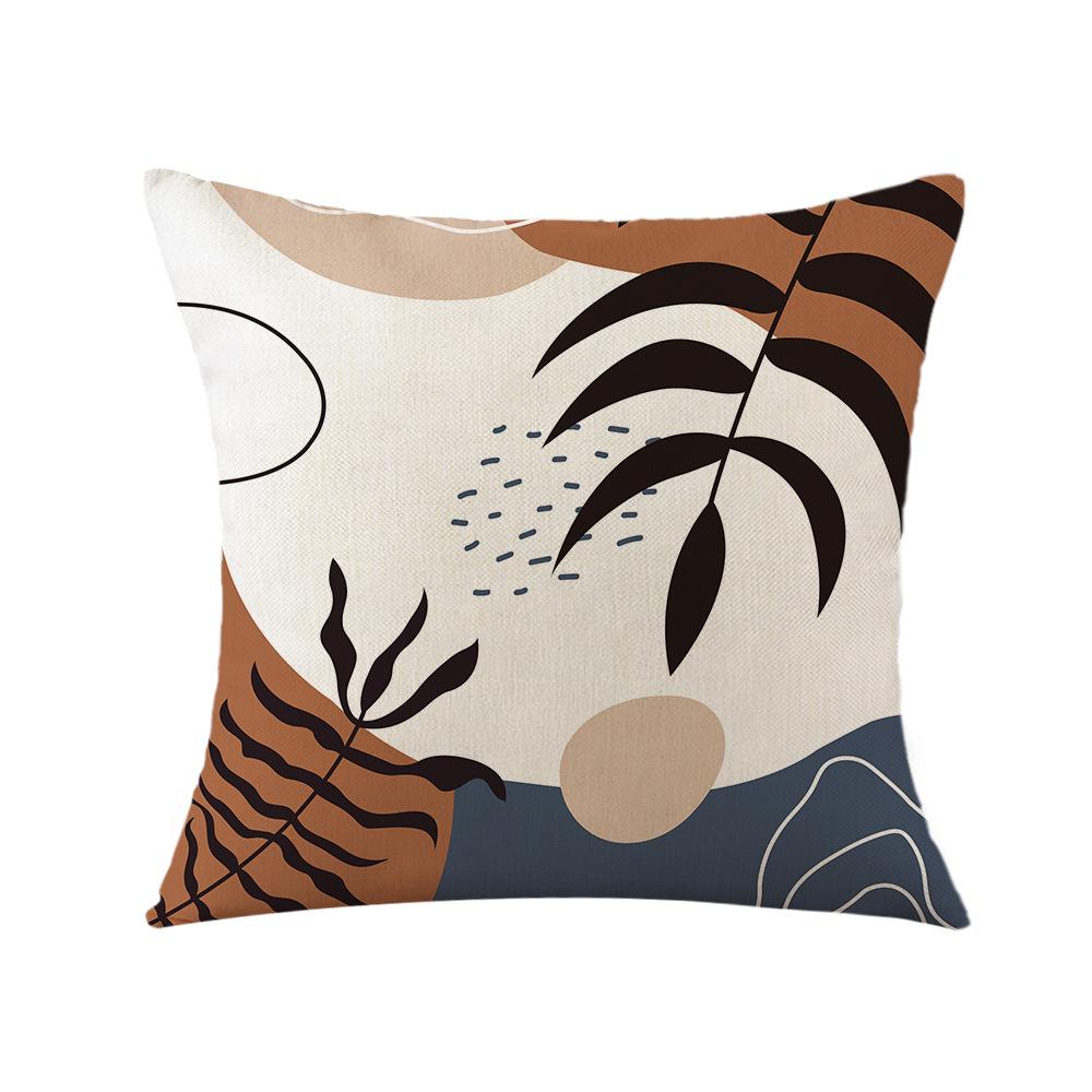 Pillow Linen Pillowcase Ins Morandi Plant Print Pillowcase Home Decoration Festival Fabric Pillow Bedside Backrest