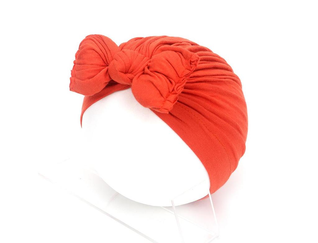2021 new pleated baby hat bow children's hat baby solid color knotted pullover hat Indian hat