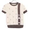 Hermes 24 Stainless Steel Cashmere Blend Stirrup Embroidered Short Sleeve Knit Tops 36 IvoryUsed