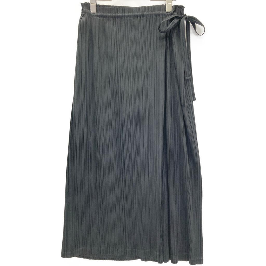 PLEATS PLEASE PP73-JF573 17AW Black Pleated Wide Wrap Pants Bottoms 3 blackUsed