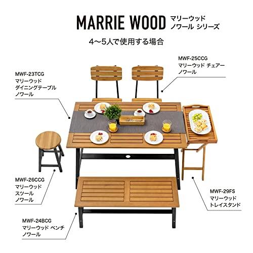 Takasho Mariewood Stool Noir, Natural Eucalyptus Wood, MWF, Flower Stand, Garden Chair, Garden Table, Durable Eucalyptus Wood, MWF-26CCG