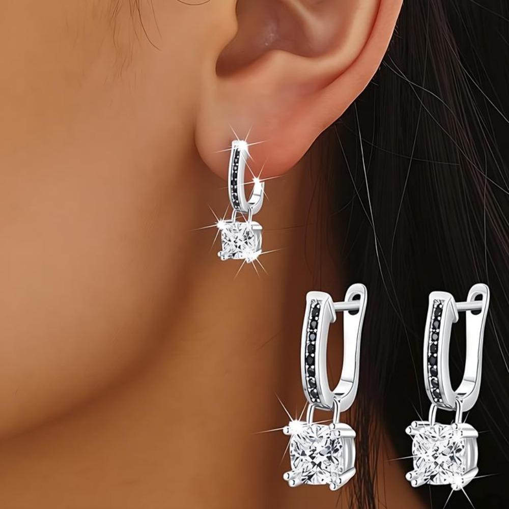 Black Awn Boucles d'oreilles pendantes exquises noires pour femmes