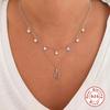 S925 Sterling Silver Four-Leaf Clover Diamond-Encrusted Small Accessories Stacked Collarbone Chain Necklace Women