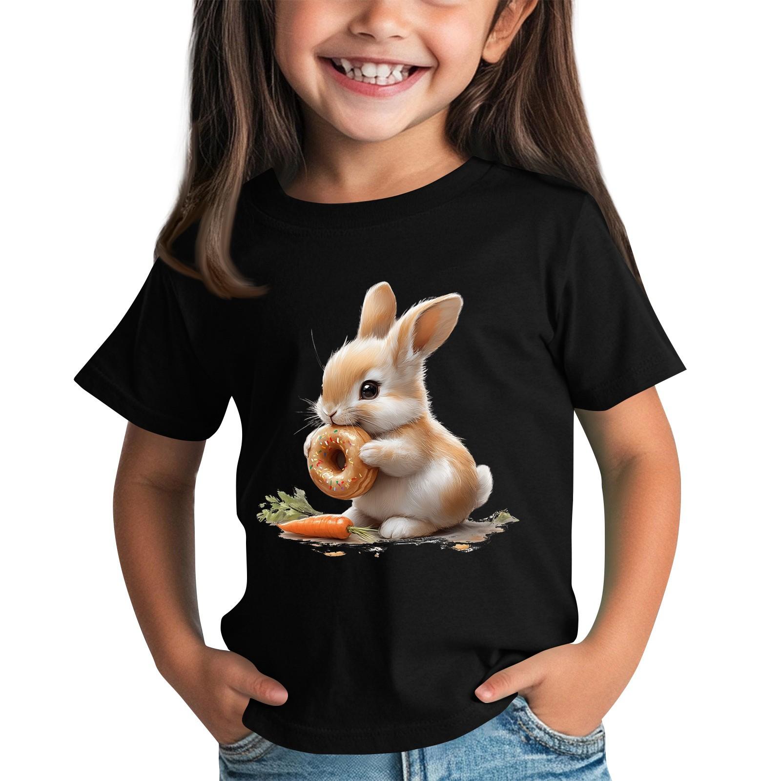 

Футболки для малышей, девочек и мальчиков, детские футболки с короткими рукавами и принтом для мальчиков и девочек 2-12 лет 100 чёрный