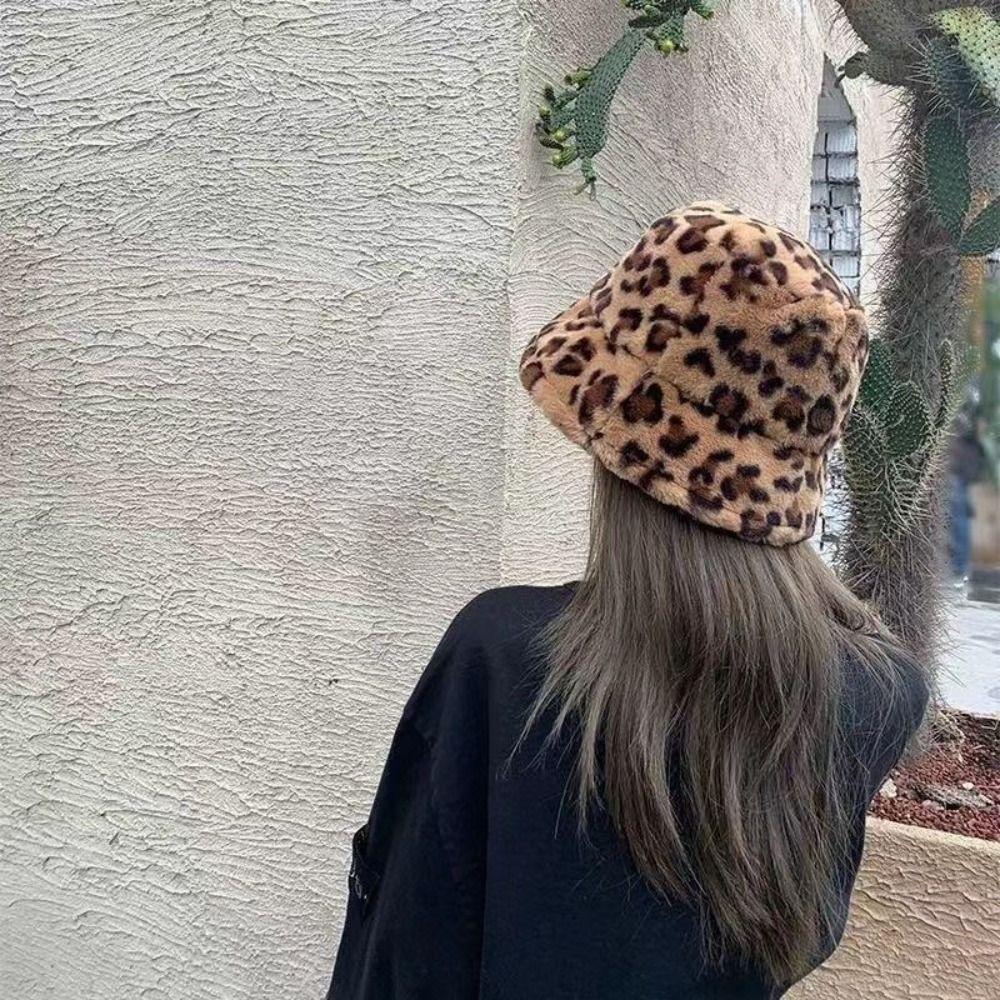 Thicken Women Plush Bucket Hat Korean Style Fluffy Fisherman Caps Winter Warm Hat  Outdoor