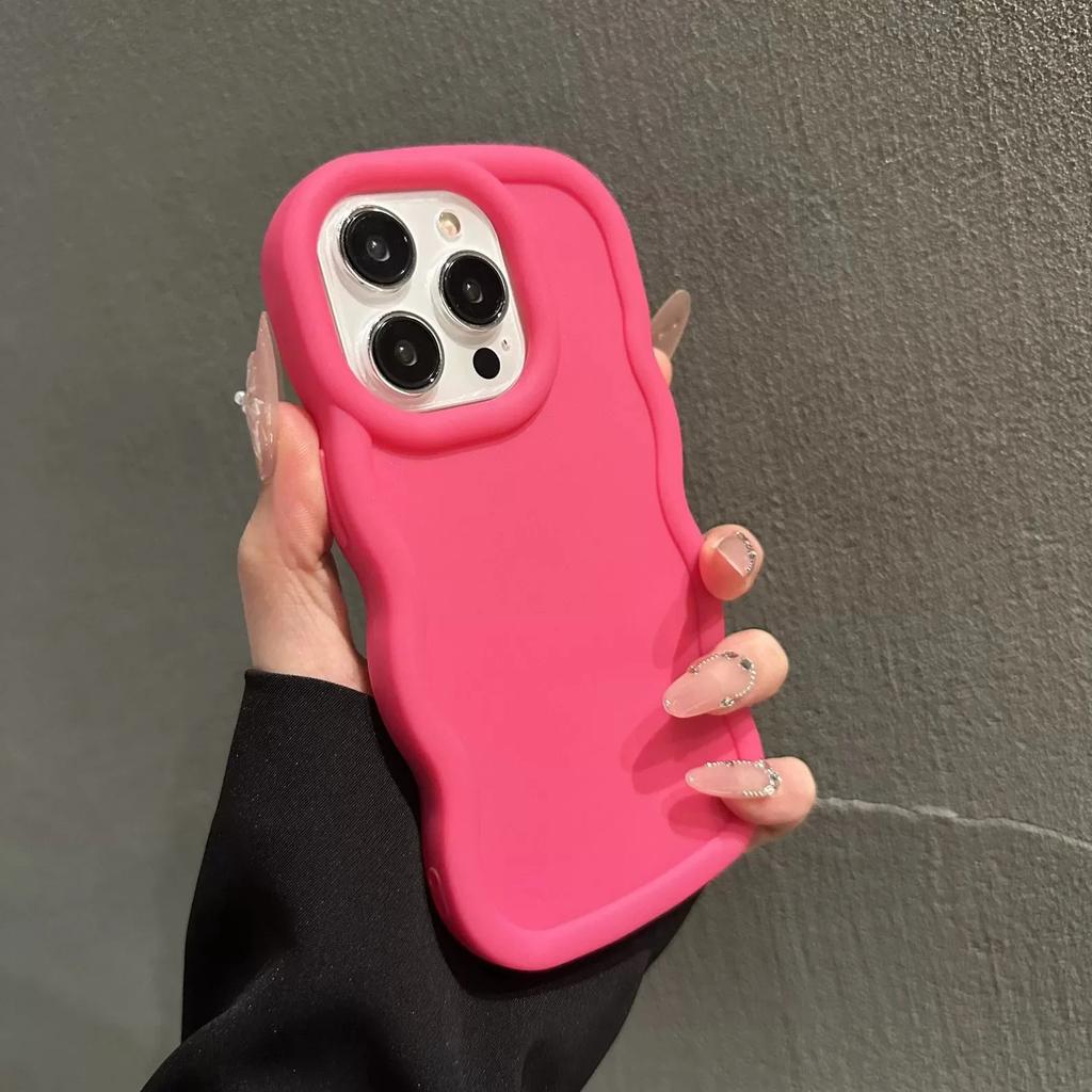 Fashion Soft Curly Wave Case for iPhone 11 12 13 14 15 16 Pro Max 7 8 Plus X XR XS Shockproof Bumper Cover Capa Aesthetic
