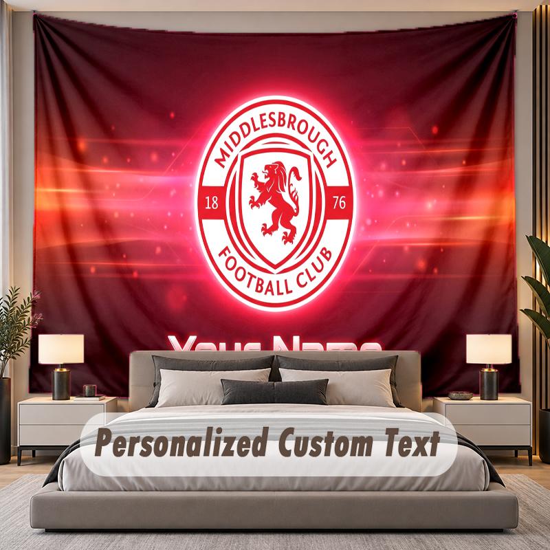 Custom Name Text Tapestry Middlesbrough FC Personalized Polyester Wall Tapestry For Bedroom And Room