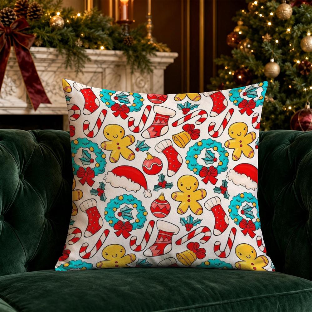 Christmas Cute Throw Pillow Covers Pattern Cushion Cover Suitable for Sofa Bedroom Car Pillow Cover