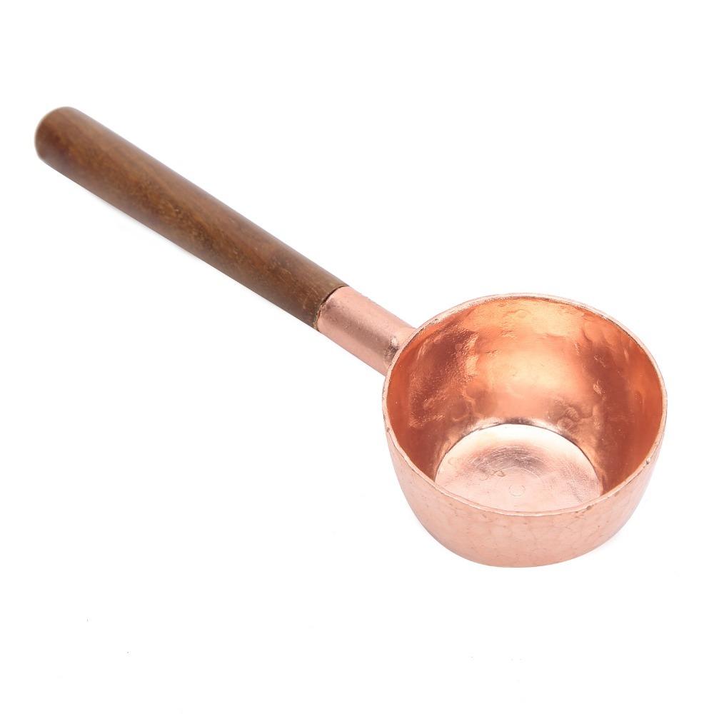 Black Walnut Handle Nature Walnut Spoons Red Copper Finish Coffee Measuring Scoop  Kitchen Use