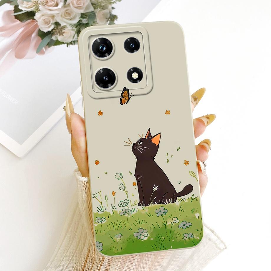 Cartoon Cat Painting Phone Case For Infinix Note 30 Pro 30i Note30 VIP Back Cover Soft Matte Silicone Daisy Flower Bow Fundas