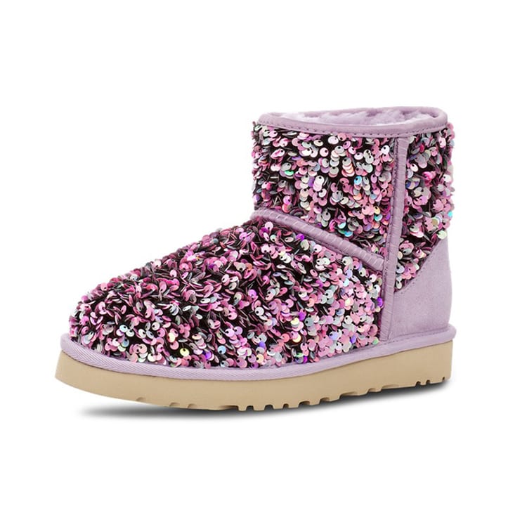 UGG Classic Mini Stellar Sequin Snow Boots Purple Women's 1112515-LFST