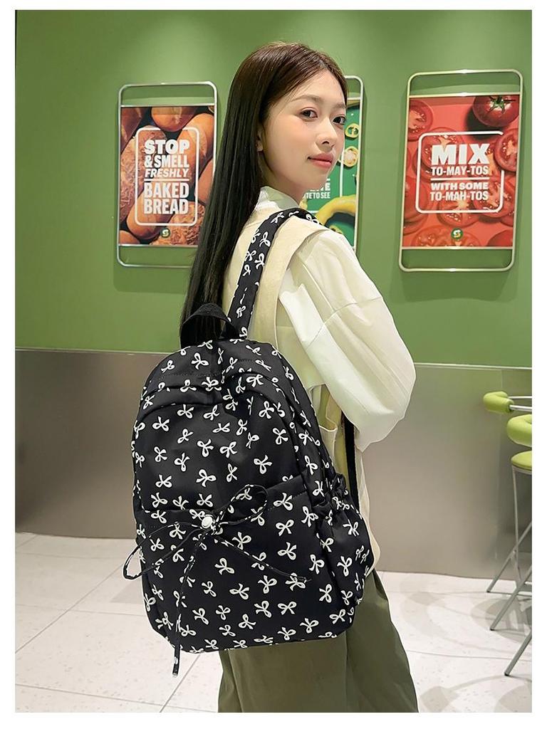 2025 Floral Bowknot Backpack for Students - Versatile & Casual