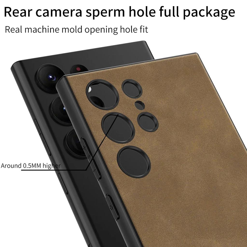 Skin Leather Hard Shell Phone Case For Samsung Galaxy S25 S24 Plus Ultra Shockproof Case