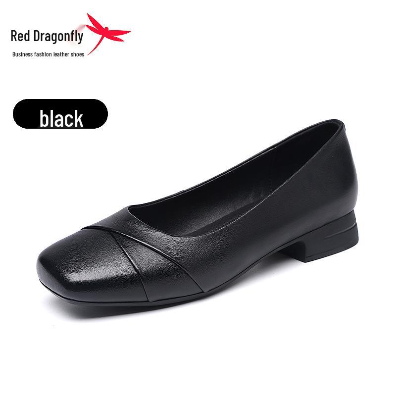 Red Dragonfly Women s Soft Leather Slip-On Low Heel Shoes 40 чёрный