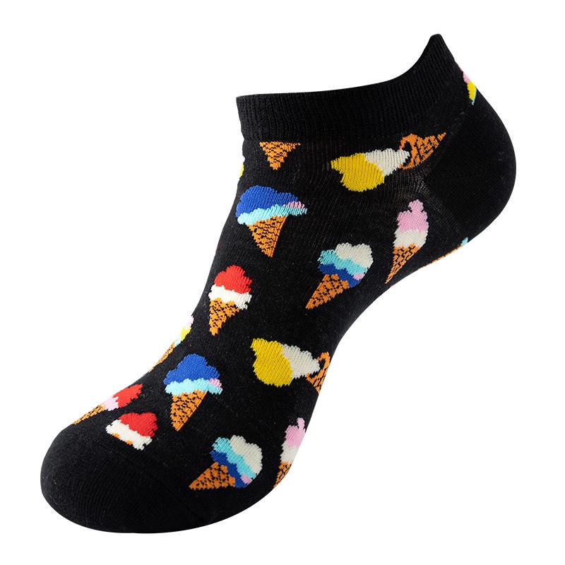 40 Style Fashion Colorful Short Socks Men Cotton Novelty Oil Painting Animals Food Avocado Casual Funny Ankle Sox