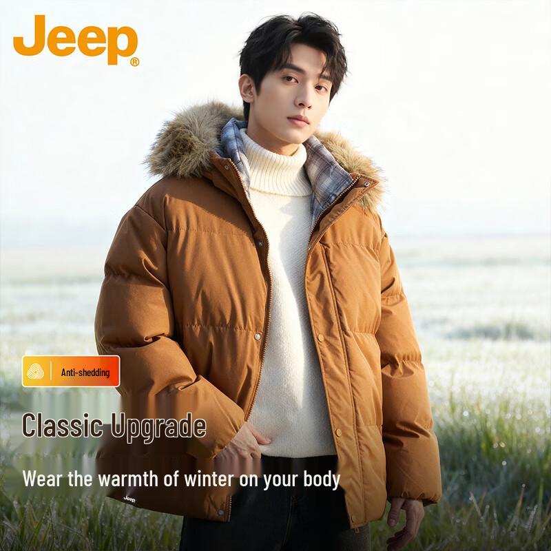 JEEP Men s Detachable Faux Fur Hooded Padded Jacket 3XL