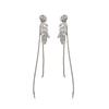 111 silver needle tassel long wheat ear earrings women, niche unique full diamond leaf stud earrings temperament show face thin earrings