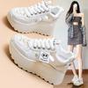2025 spring new trendy girl mesh hollow platform student dad shoes casual versatile height increase retro women's shoes