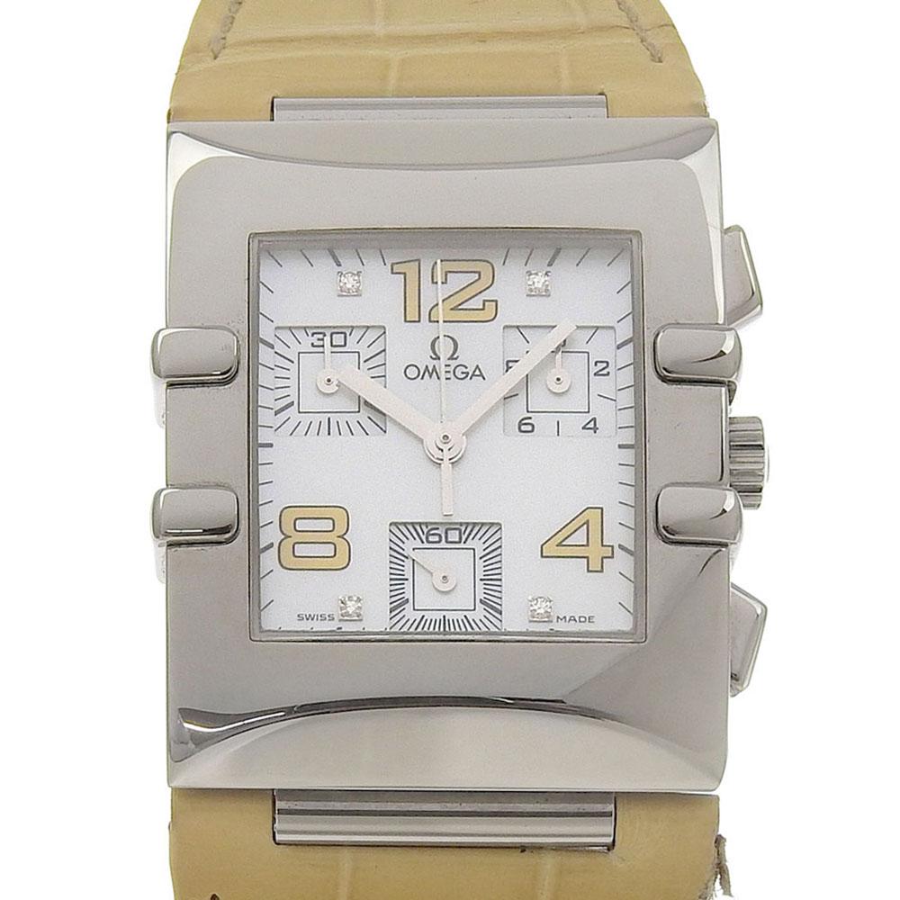 

OMEGA Constellation Watches 1841.72.21 Quadra White shellDial Stainless Steel/Embossed Leather Quartz Chronograph Women Used