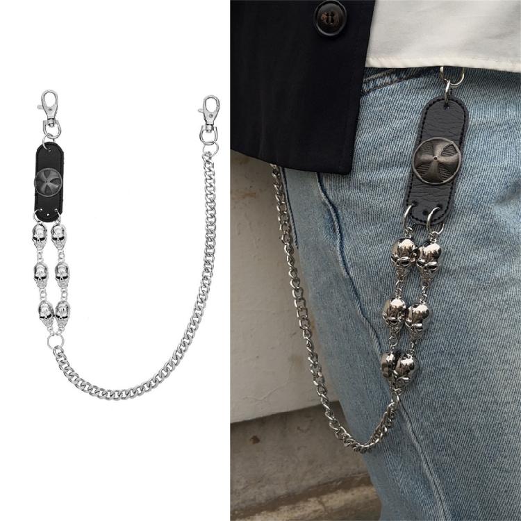 Metal Skull Chain HipHop Bag Chain Waist Jewelry Alloy Texture for Showcasing Personality at Festivals and Parties