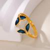 Fashion Blue Wing Rings For Women Gold Color Stainless Steel Adjustable Fish Tail Ring Aesthetic Wedding Christmas Jewelry Gift
