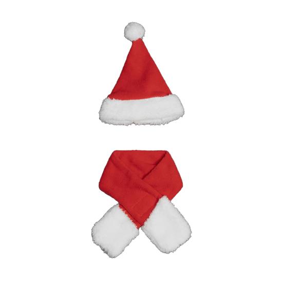 Christmas Porch Goose Outfits Santa Hat with Scarf Festive Costume Yard Goose Statue Clothes for 23" Goose Statue Patio Lawn Garden Decoration