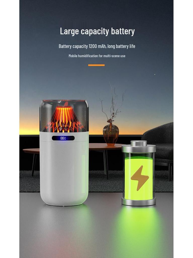 Volcano USB Aromatherapy Humidifier: Compact, Rechargeable, Digital Display