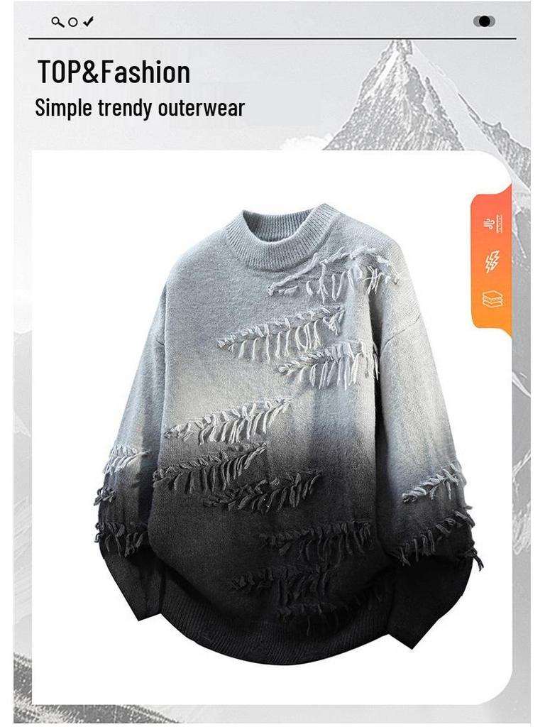 Farbverlauf Strickpullover: Trendiger lässiger Pullover mit Rundhalsausschnitt für Jugendliche