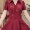 Women Western Style Dress Summer Spring Sequin Long Dresses Middle Aged Mother Elegant Slim Vestidos