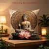 Buddha Lotus Mandala Print Pillow Cover Zen Spiritual Cushion Case For Meditation Yoga Room Home Decor