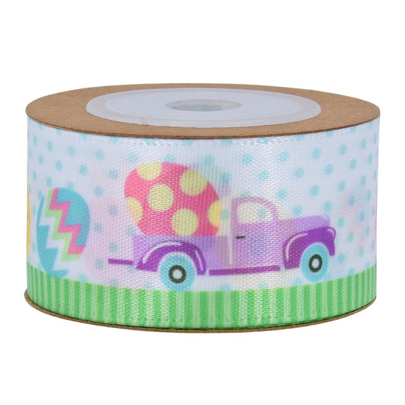 Nueva cinta con estampado de huevo de Pascua para envolver regalos, correa a cuadros, cinta decorativa con diseño de conejo y rábano