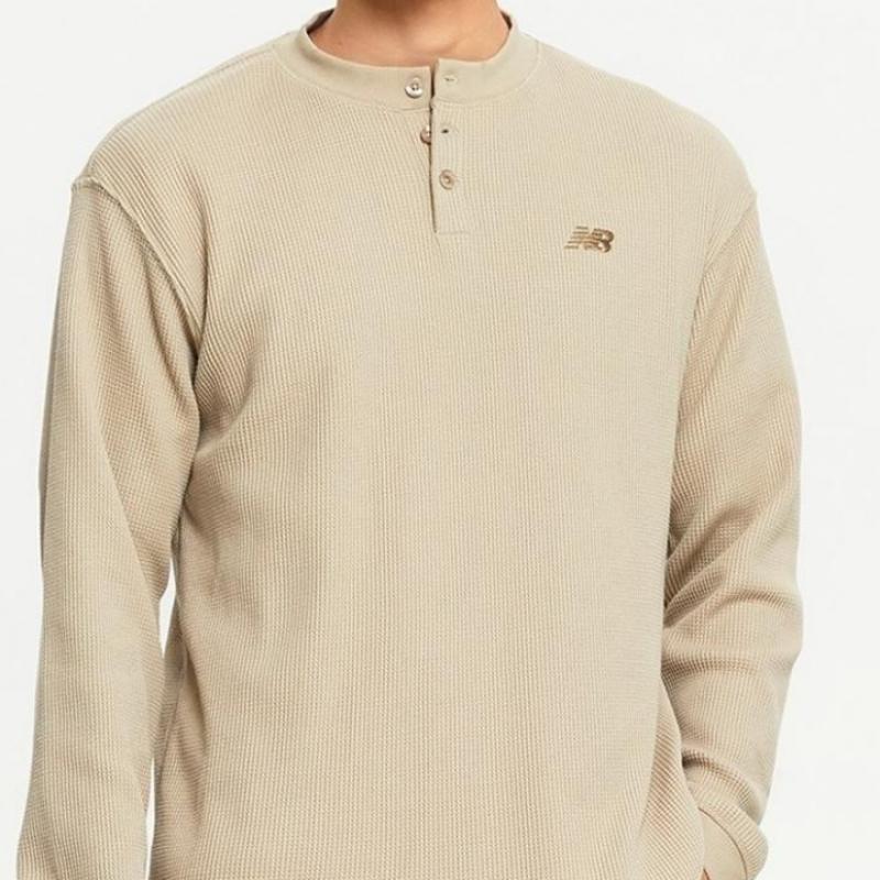 New Balance Waffle Henley Neck Long Sleeve T shirT Nbnde4s081