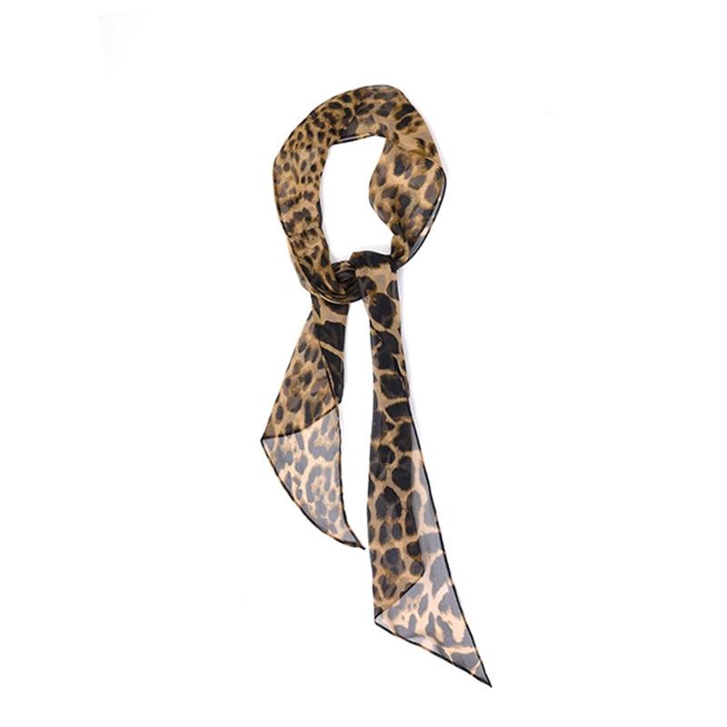 100% mulberry silk georgette 10 * 145 leopard print scarf women s spring summer fashionable foreign style scarf silk scarf Standard