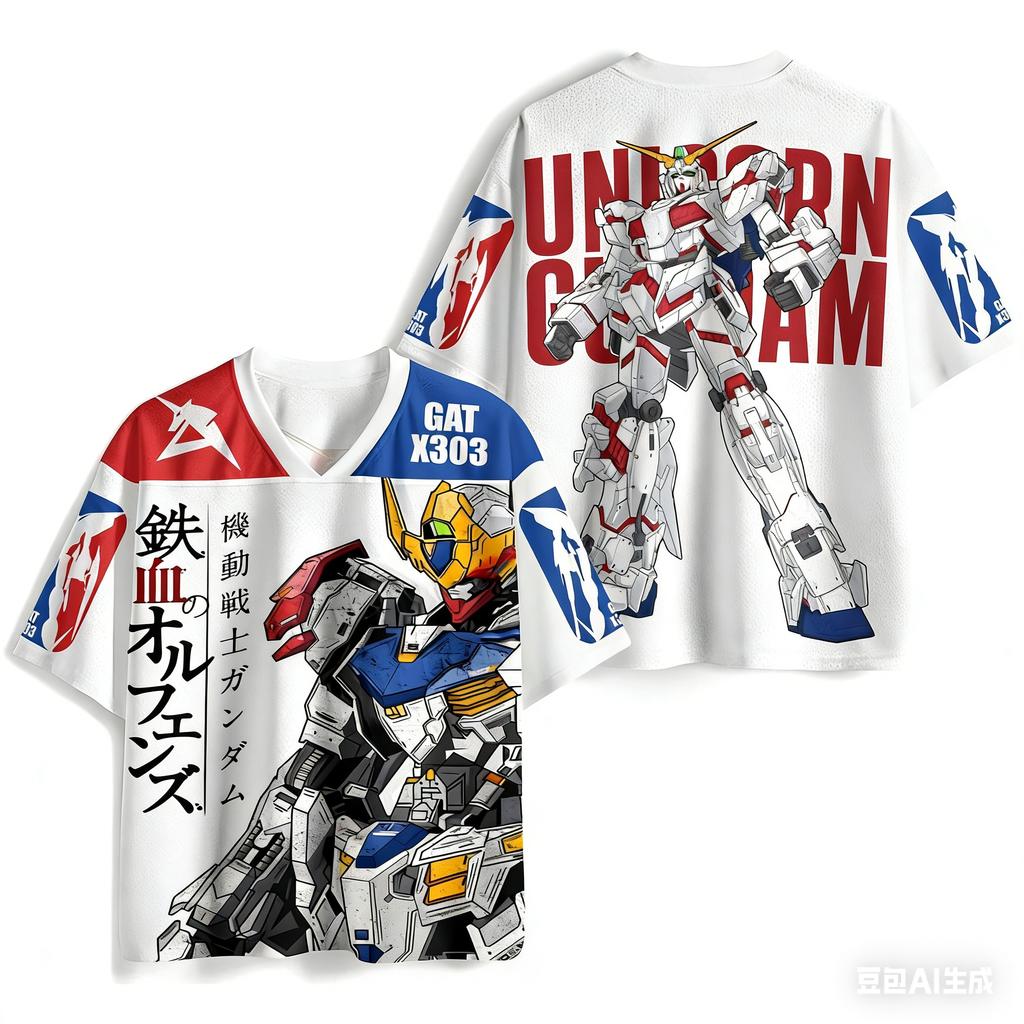 Fashion Gundam Barbatos Graphic Jersey Short Sleeve Mobile Suit Gundam Iron-Blooded Orphans Anime Mecha Fan Tee Casual Streetwear