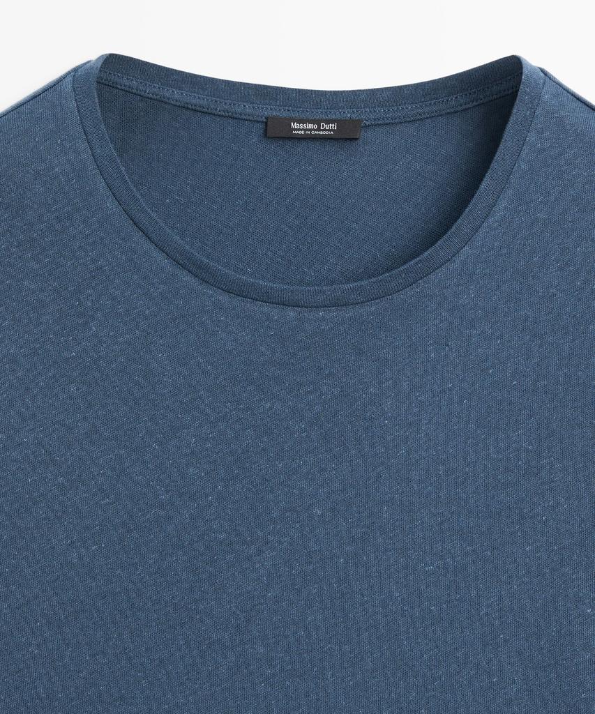 Masimodutti Linen Blend Short Sleeve T-Shirt